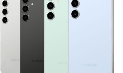 Câmeras traseiras de smartphones Samsung Galaxy S21, diversos cores disponíveis.