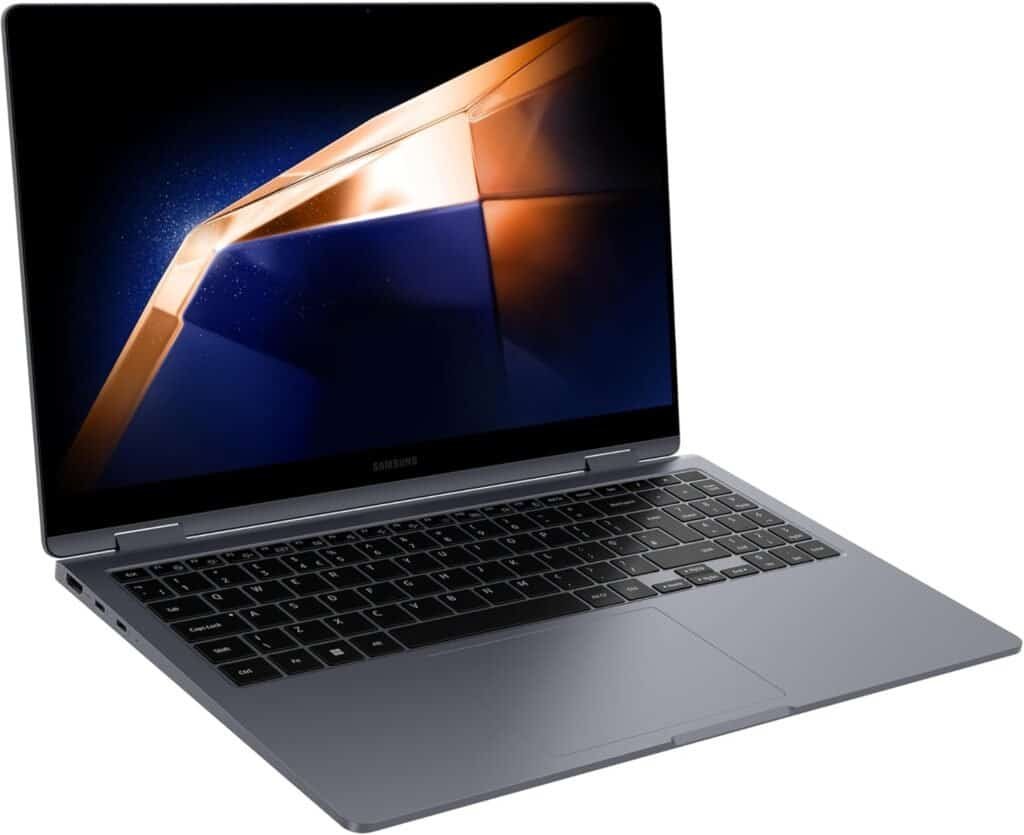 Notebook Samsung Galaxy Book Pro 360 com tela AMOLED, processador potente e design elegante.