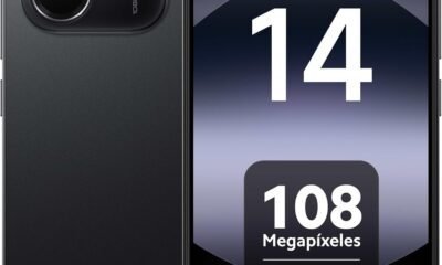 Câmera traseira do smartphone Redmi Note 14 com múltiplas lentes e alta resolução.