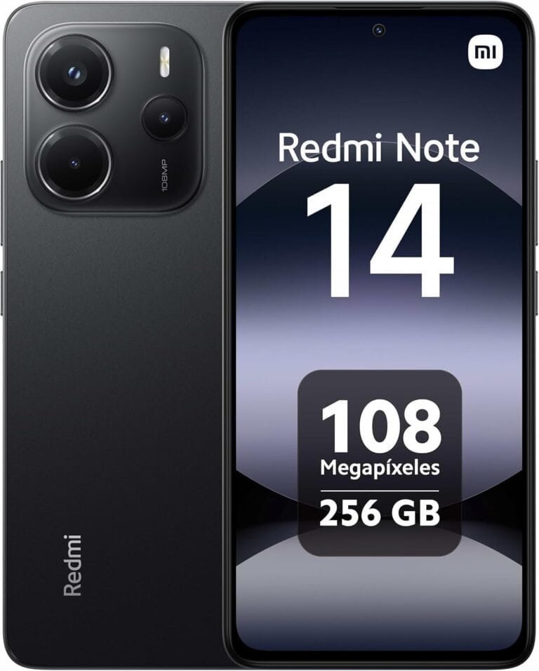 Câmera traseira do smartphone Redmi Note 14 com múltiplas lentes e alta resolução.