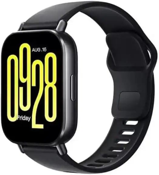 Relógio inteligente fitness com display digital em destaque.