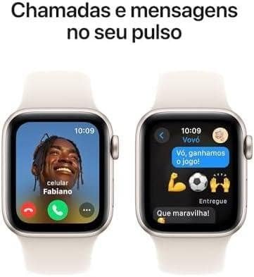         Apple Watch SE GPS • Caixa estelar de alumínio – 40 mm • Pulseira esportiva estelar – P/M       