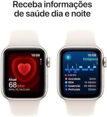         Apple Watch SE GPS • Caixa estelar de alumínio – 40 mm • Pulseira esportiva estelar – P/M       