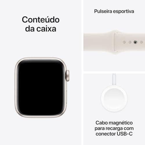         Apple Watch SE GPS • Caixa estelar de alumínio – 40 mm • Pulseira esportiva estelar – P/M       