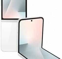 Smartphone com display dobrável futurista, tecnologia inovadora de telas dobráveis.