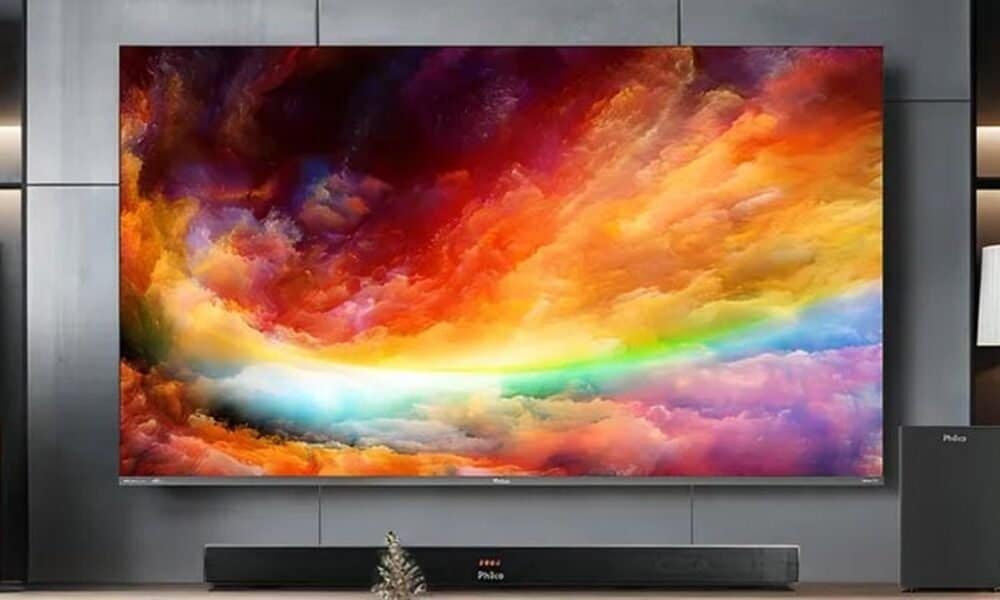 Tela de smart TV com cores vibrantes e imagens nítidas, ideal para assistir filmes e séries com alta qualidade.