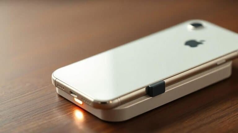 Smartphone Apple iPhone com carregador sem fio sobre mesa de madeira disponível no Seu Guia de Tecnologia.