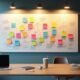 Mapas mentais com anotações coloridas para organização do trabalho de tecnologia.
