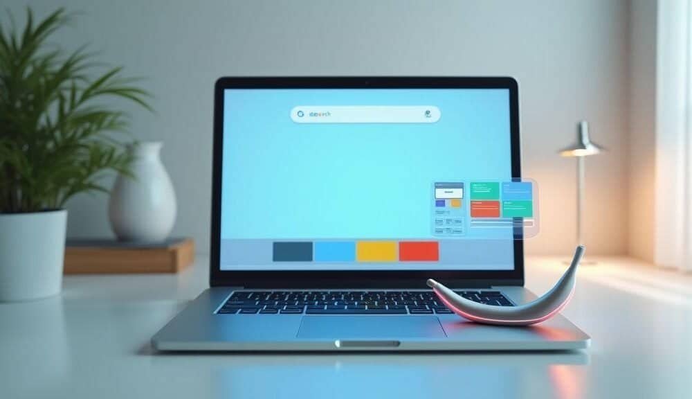 Tecnologia moderna com laptop e gadgets em ambiente de trabalho bem iluminado.