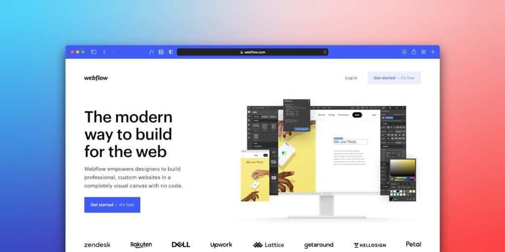 Webflow plataforma para criação de sites profissionais sem código.