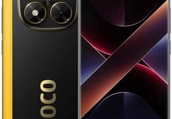 Smartphone POCO com câmera tripla e design elegante, ideal para tecnologia e inovação.