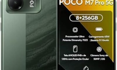 Câmera traseira do POCO M7 Pro 5G com design moderno e tecnologia avançada.
