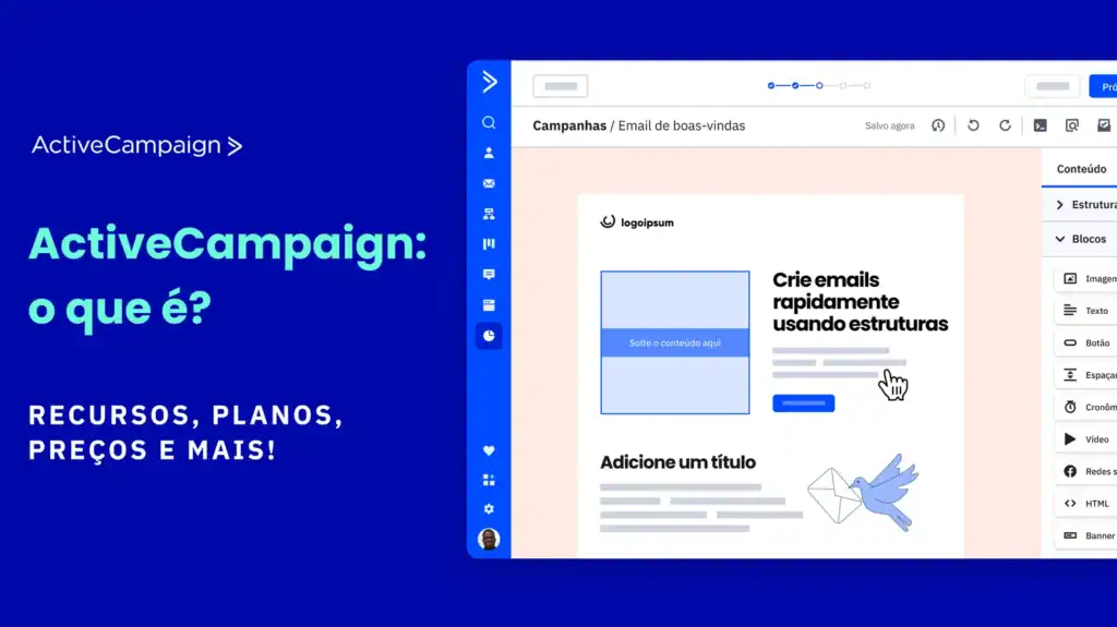 Criador de e-mails usando estruturas visuais para campanhas de marketing digital.