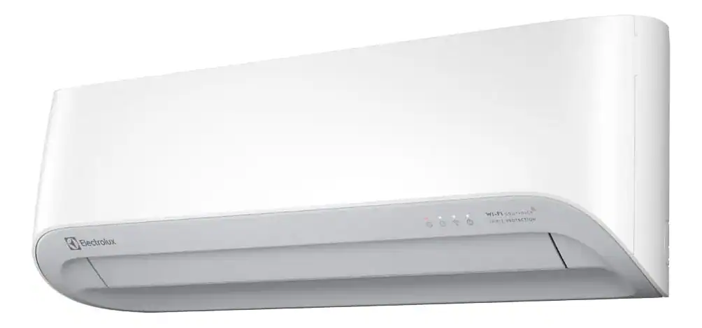 Ar condicionado split branco moderno com tecnologia avançada.