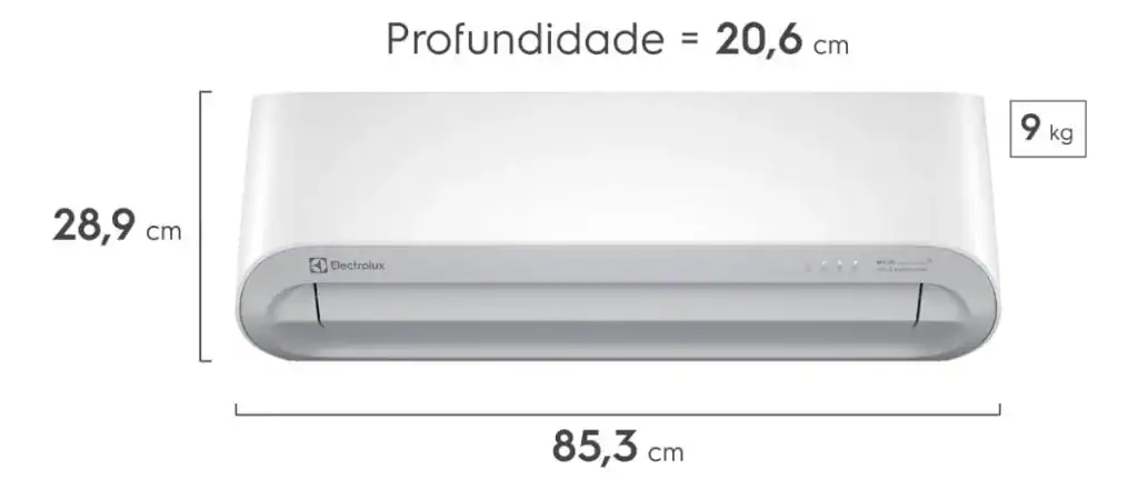Controle de ar condicionado portátil Electrolux com alta capacidade de refrigeração.