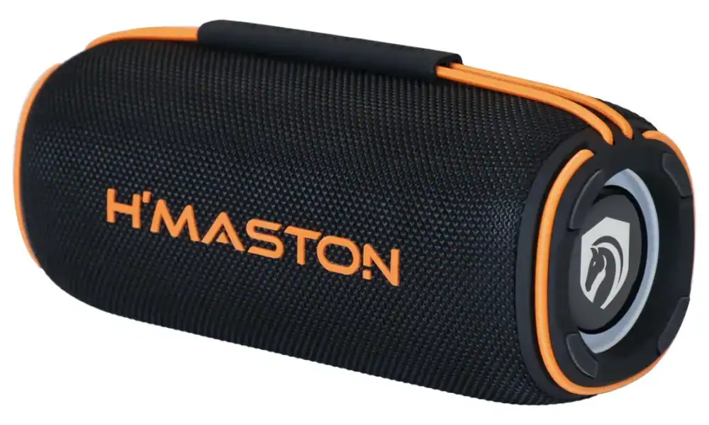 Caixa de som Bluetooth portátil com design resistente e som de alta qualidade.