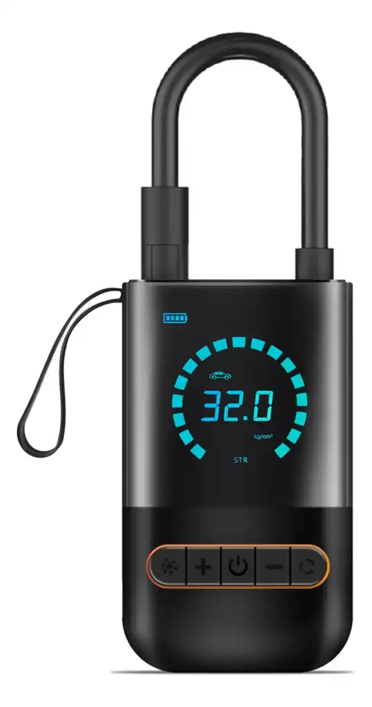 Medidor de estresse digital para veículos com display de pressão e controle de funcionalidades.