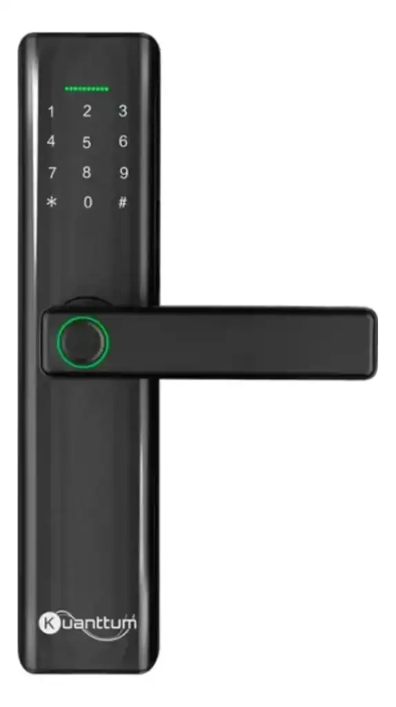 Código de segurança eletrônico inteligente com leitor de impressão digital e display digital.