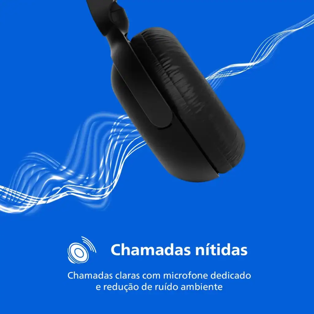 Fones de ouvido com microfone e isolamento acústico, ideal para chamadas nítidas.