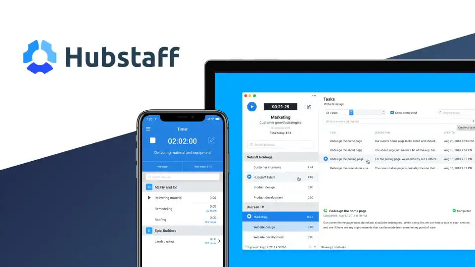 Hubstaff app para gerenciamento de tarefas e controle de tempo em tecnologia.