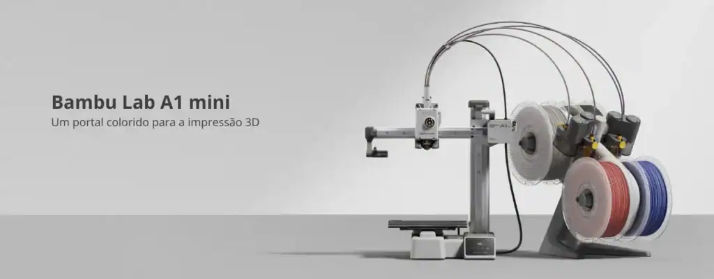 Bambu Lab A1 mini impressora 3D compacta e moderna para criação de protótipos.