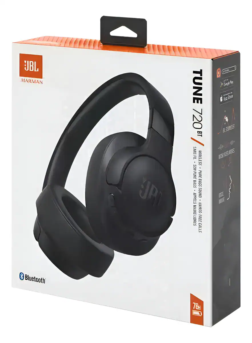 Fone de ouvido JBL Tune 720BT com cancelamento de ruído e conexão Bluetooth.
