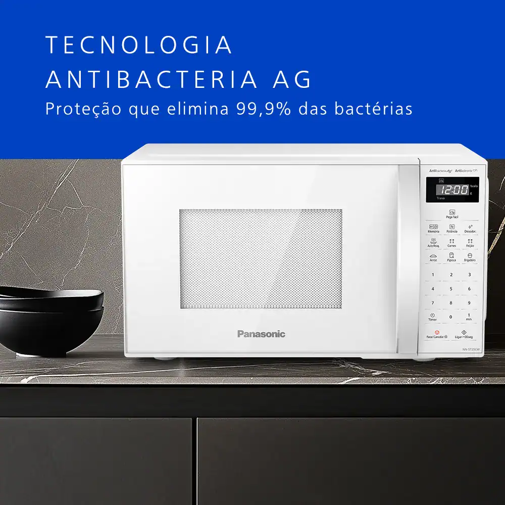 Ant Características para microondas Panasonic com tecnologia antibacteriana.