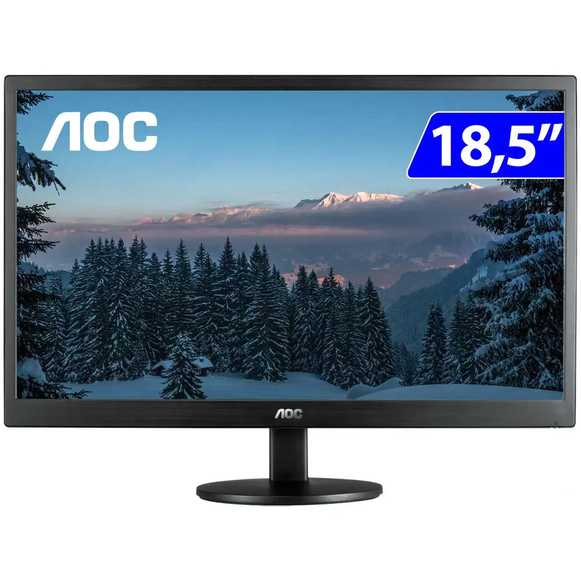 Monitor LED AOC de 18,5 polegadas com tela widescreen para trabalho e jogos.