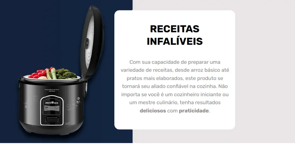Máquina de cozinha com arroz e legumes dentro, panela elétrica, culinária funcional.
