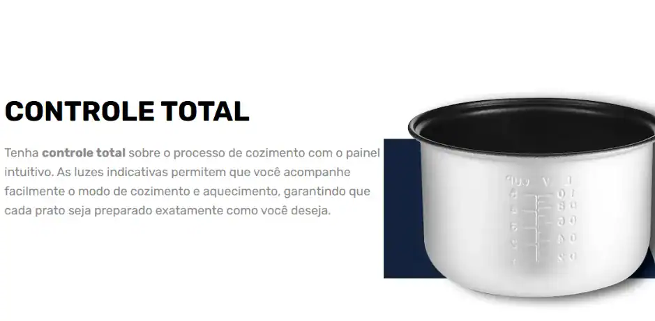 Controle total de cozimento com painel intuitivo e luzes indicadoras eficazes.