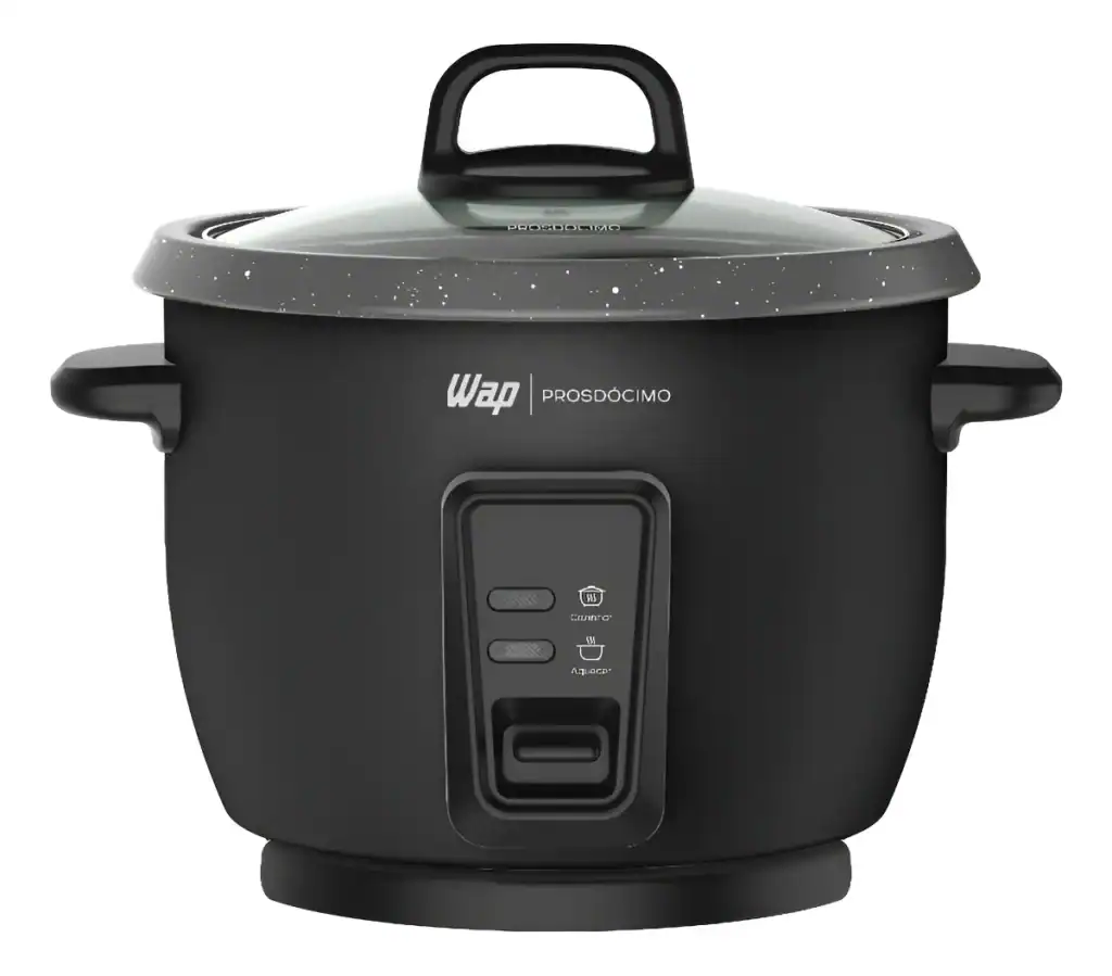 Panela elétrica de arroz preta com tampo de vidro e botão de controle,Ideal para cozinhar alimentos rapidamente.