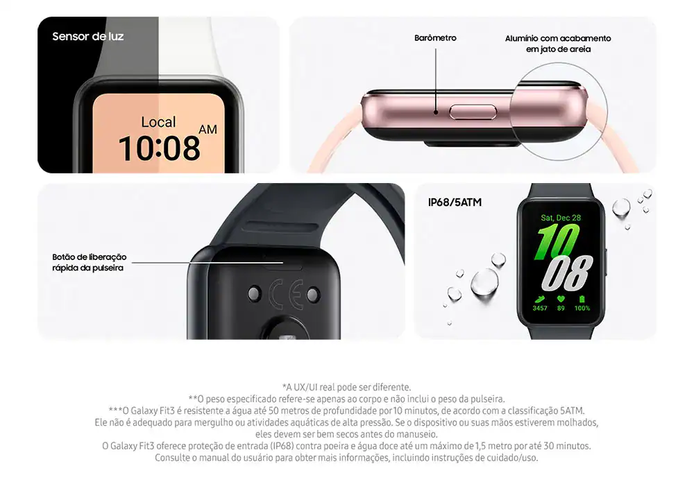 Relógio inteligente com monitor de saúde e resistência à água, ideal para atividades físicas diárias.