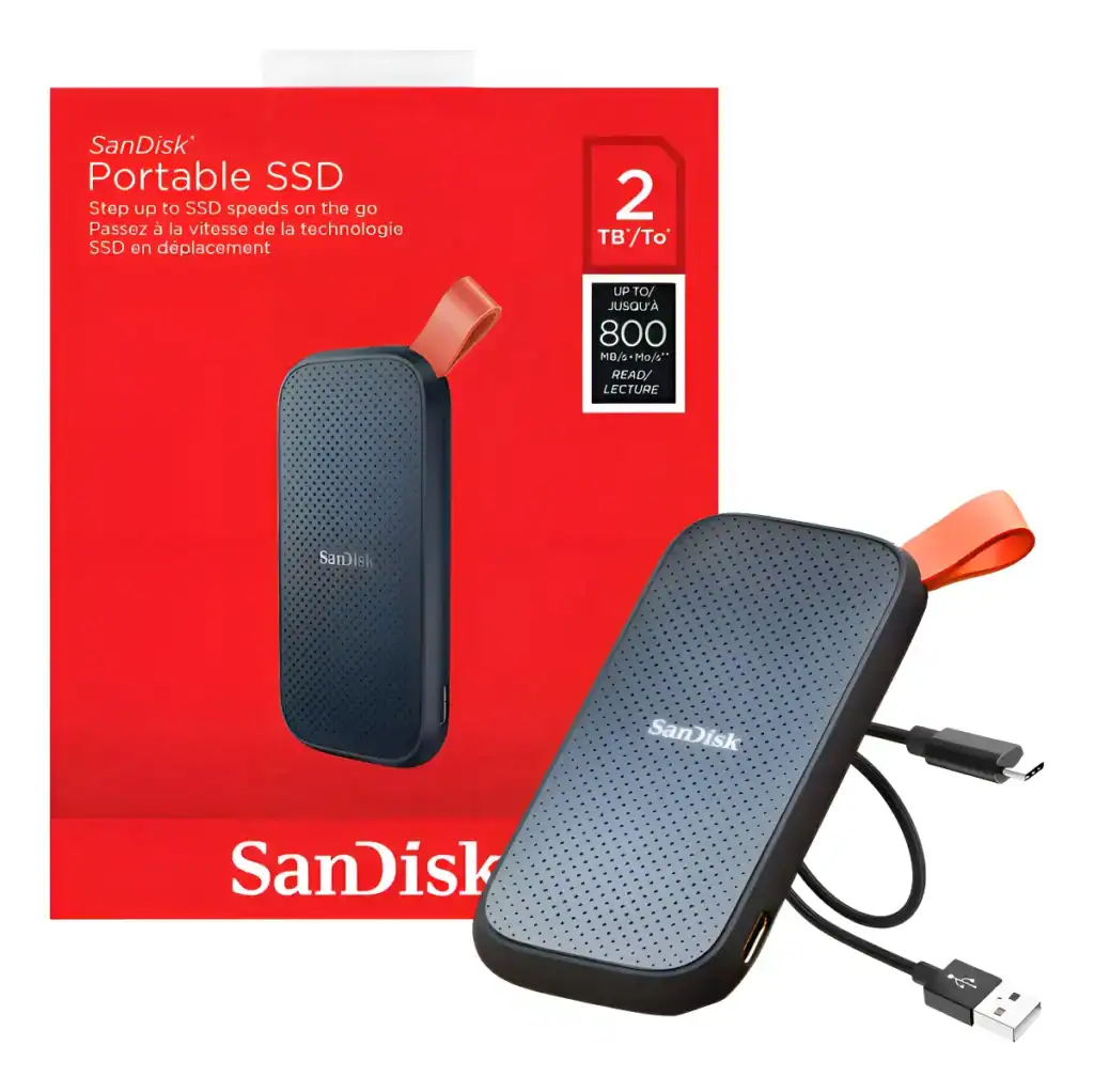 2. SSD portátil SanDisk com alta capacidade de 2TB, velocidade rápida e compacta.