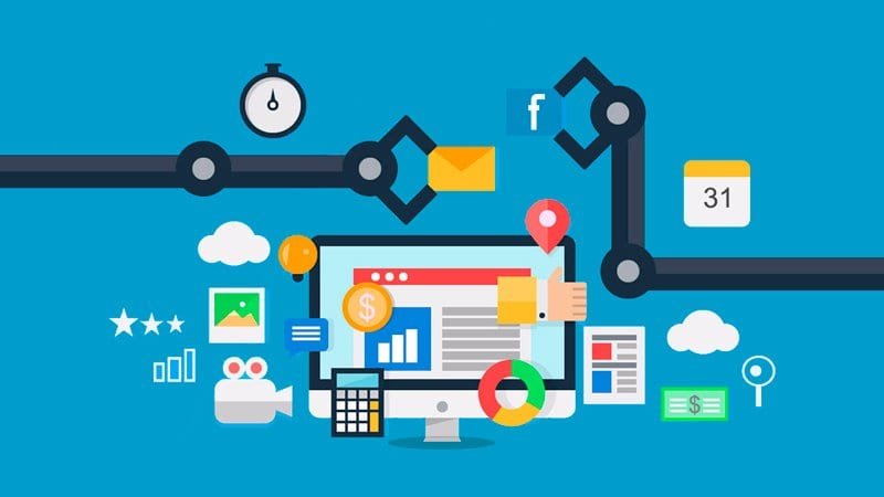 Algumas palavras-chave relacionadas a tecnologia, marketing digital e inovação digital.