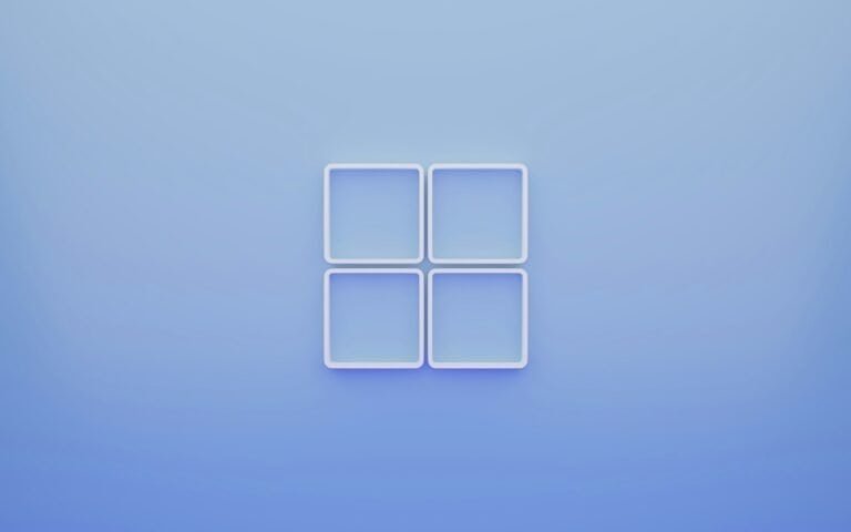 4. Quatro quadrados brancos em fundo azul, símbolo de tecnologia e inovação.