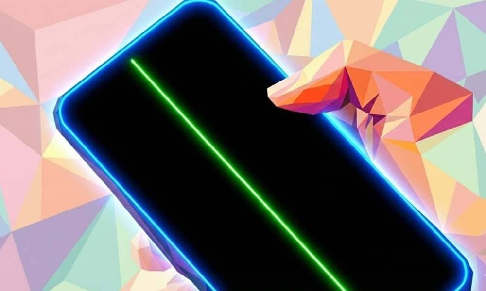 Carregador de smartphone com luz LED azul e verde, dicas de tecnologia e inovações.