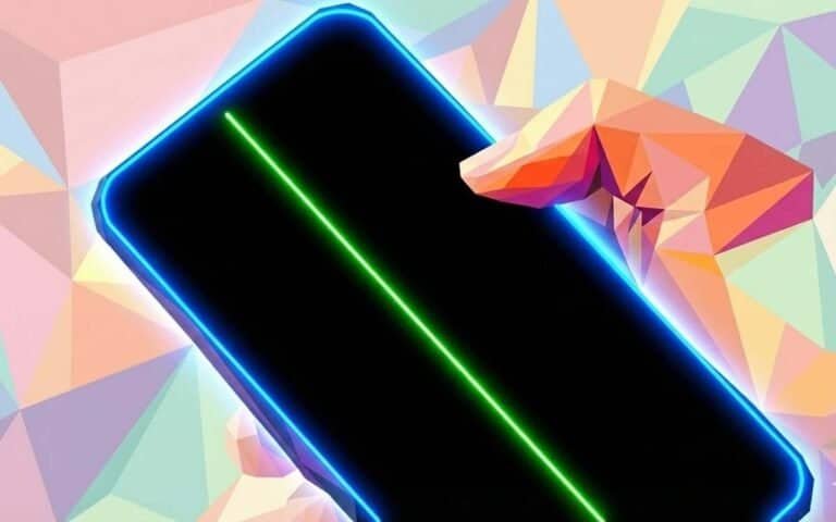 Carregador de smartphone com luz LED azul e verde, dicas de tecnologia e inovações.