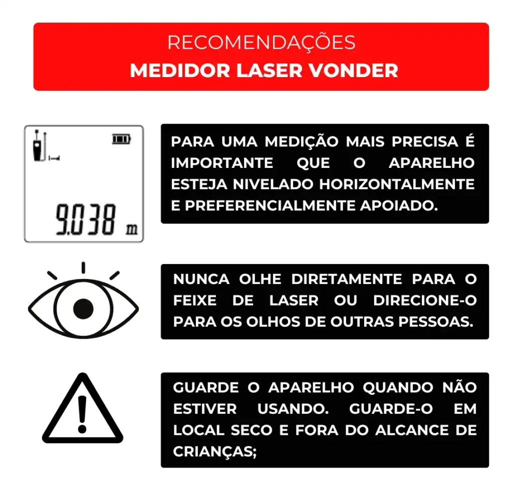 Medidor de distância laser Vonder com design compacto e fácil leitura.