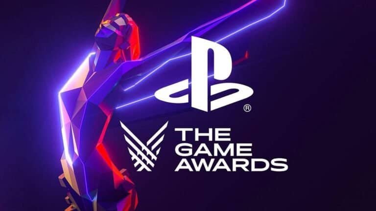 Arte digital de personagem futurista com logo PlayStation e prêmio "The Game Awards".