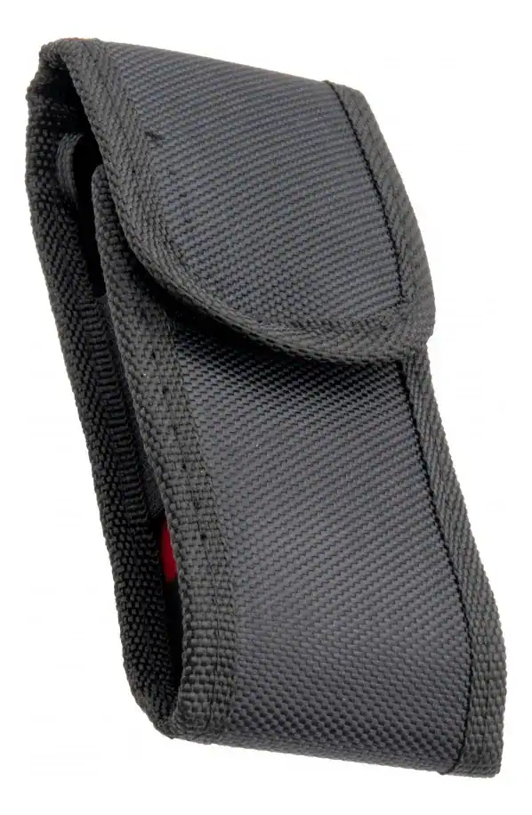 Capa de proteção para telefone, durável e resistente em nylon preto. Ideal para transporte e segurança.