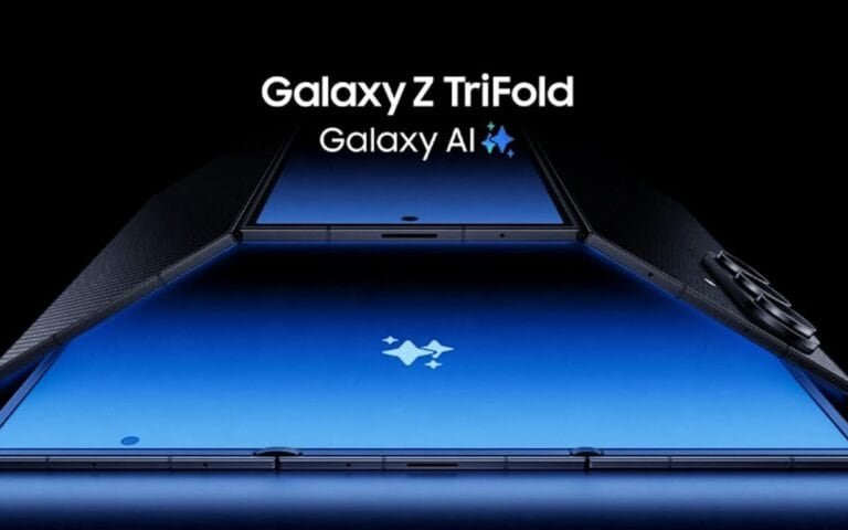 Imagem do celular Galaxy Z Fold com design inovador e tecnologia avançada.