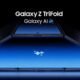 Imagem do celular Galaxy Z Fold com design inovador e tecnologia avançada.