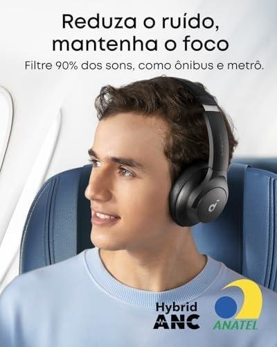         soundcore Q20i da Anker, Fone de Ouvido Bluetooth com Cancelamento de Ruído Híbrido Ativo, Headphone Sem Fio, 60h Bateria, Áudio Hi-Res, Graves Potentes, App Personalização, Modo Transparência, Preto       
