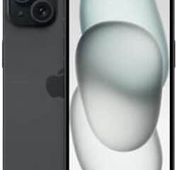Imagem de um iPhone 13 preto com câmera tripla na parte traseira.