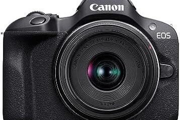 Câmera Canon EOS com lente grande angular, ideal para fotografia e vídeos profissionais. Perfeita pa.