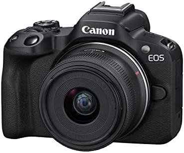         Canon A câmera sem espelho EOS R50 RF-S18-45 mm F4.5-6.3 é um kit de lentes STM, sensor CMOS de 24,2 megapixels (APS-C), vídeo 4K, câmera híbrida, foto e vídeo, vlogging, criador de conteúdo, montagem       