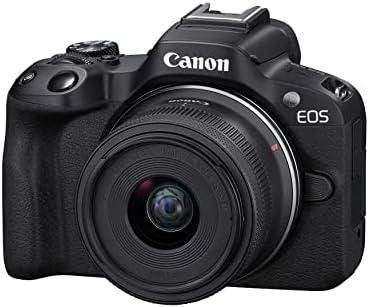 Câmera Canon EOS com lente, ideal para fotografia e gravação de vídeos profissionais.
