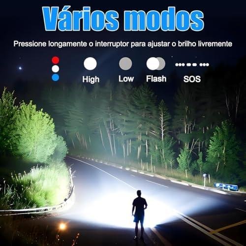        Lanterna Tática Recarregável USB-C 10000 Lúmens, Zoom Ajustável 1000m - IPX7 à Prova D'Água, Power Bank, Portátil e Potente p/Caça, Pesca, Emergências, Militar, Sobrevivência e Aventuras       