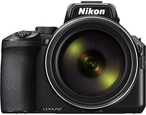 Câmera Nikon DSLR com lente grande angular para fotografia profissional e tecnologia avançada.