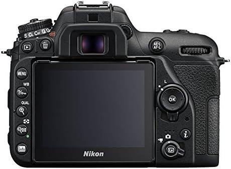 Câmera Nikon DSLR para fotografia profissional com visor óptico e tela LCD de alta resolução.